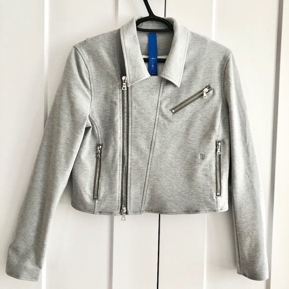 KIT AND ACE, Moto style, Crop Jacket, Heather Grey, Size 8, Very Nice Condition - Picture 2 of 14